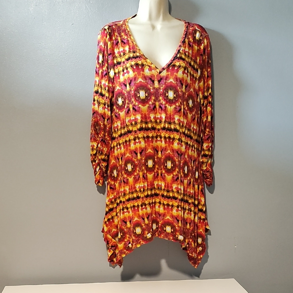 Grace Elements Vibrant Multicolor V-Neck Tunic - image 7